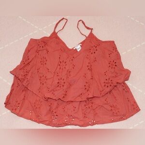 VENUS Rust Red Tiered Eyelet Spaghetti Strap Tank